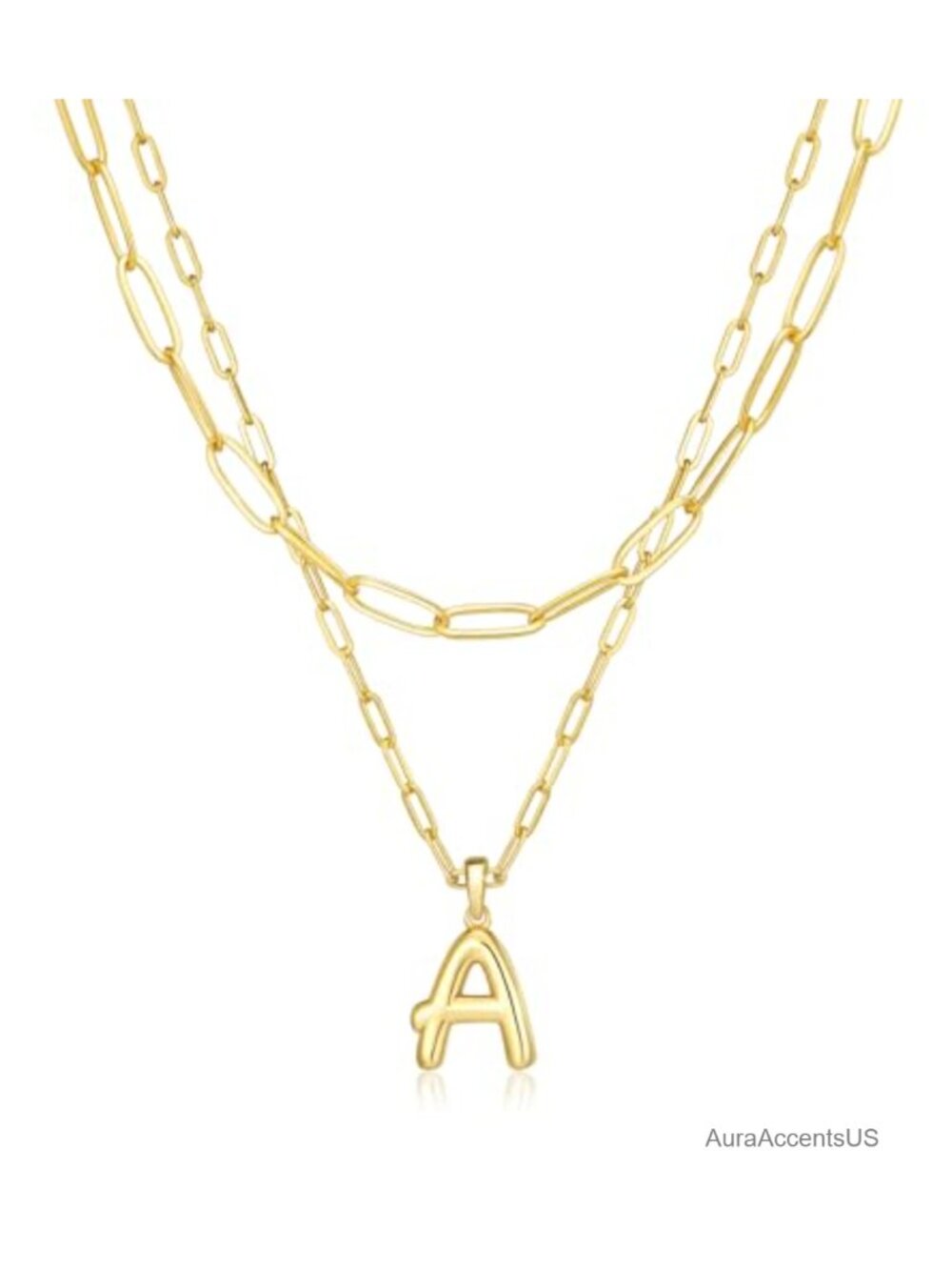 14K Gold Plated Dainty Initial Necklace Layered Letter Pendant Trendy Jewelry